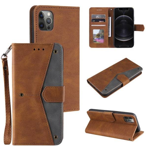 2021 Splicing Leather Retro Protective Wallet Case For iPhone