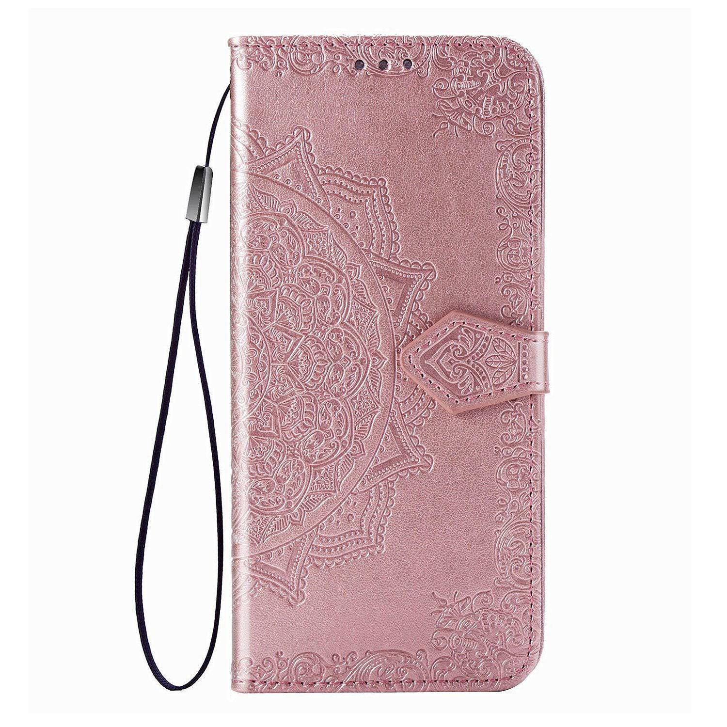 2022 Luxury Embossed Mandala Leather Wallet Flip Case for Samsung A21