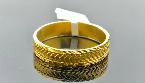 22k Ring Solid Gold ELEGANT Simple V Shape Diamond Cut Band r2075