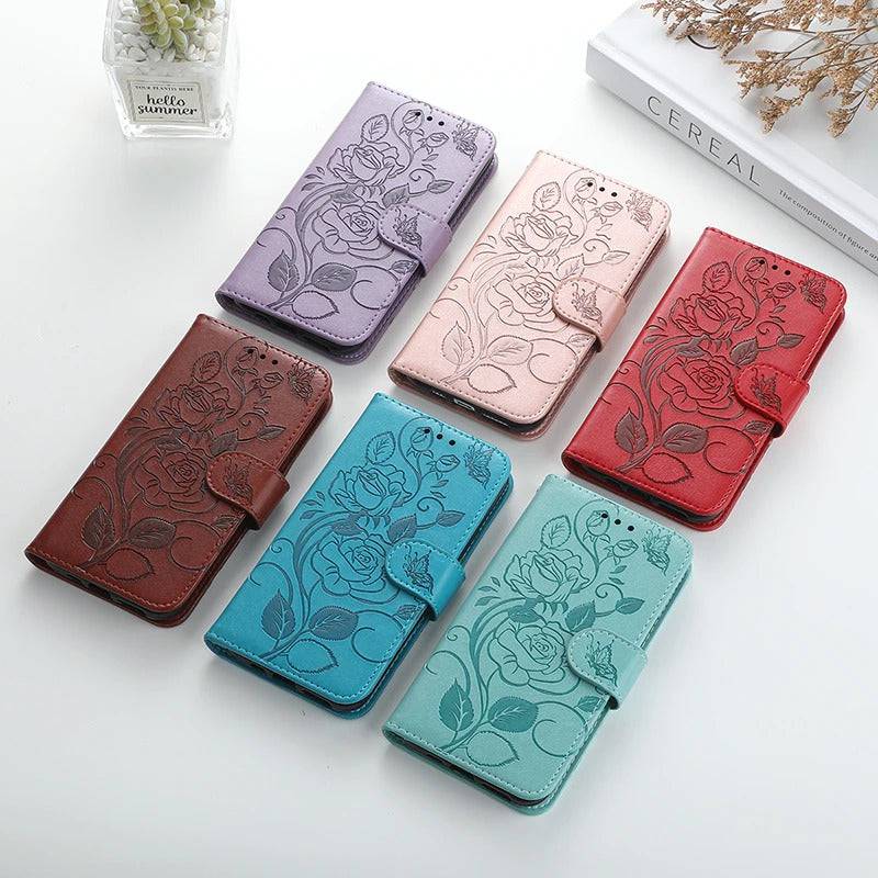 3D Embossed Rose Wallet Case For Google Pixel 6