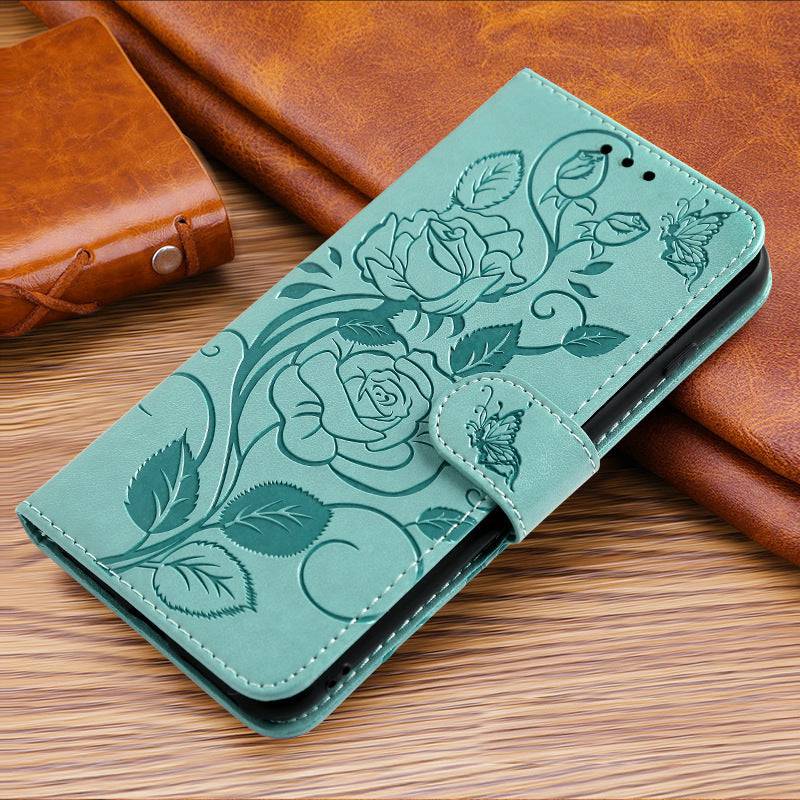 3D Embossed Rose Wallet Case For Google Pixel 6