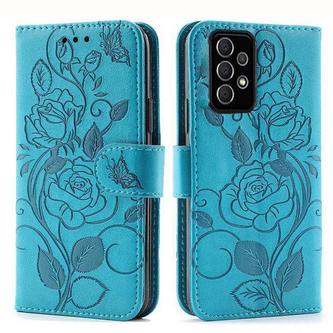 3D Embossed Rose Wallet Case For Samsung A32(5G)