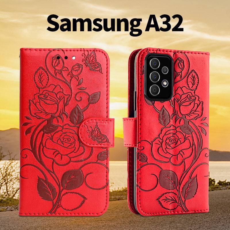 3D Embossed Rose Wallet Case For Samsung A32(5G)