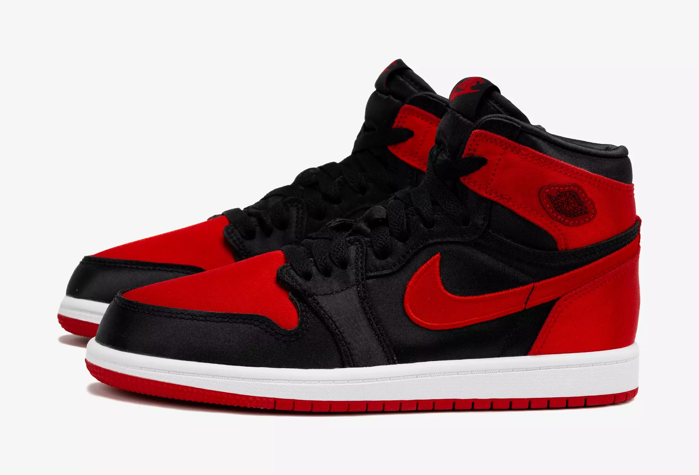 Air Jordan 1 Retro Hi OG Satin Bred Preschool Lifestyle Shoes (Black/Red) Free Shipping