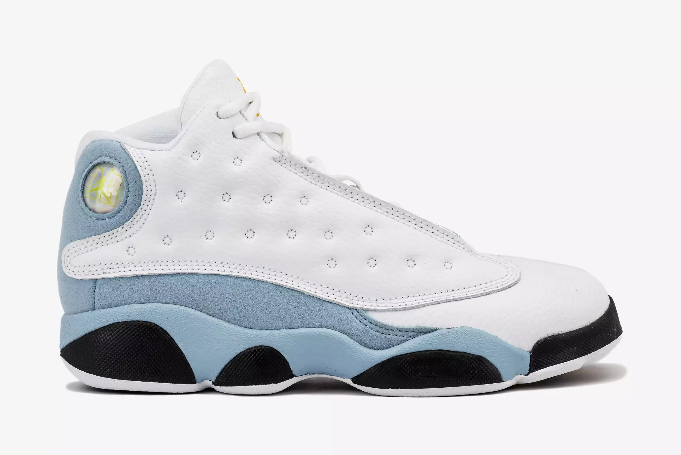 Air Jordan 13 Retro Blue Grey Preschool Lifestyle Shoes (White/Yellow Ochre/Blue Grey/Black)