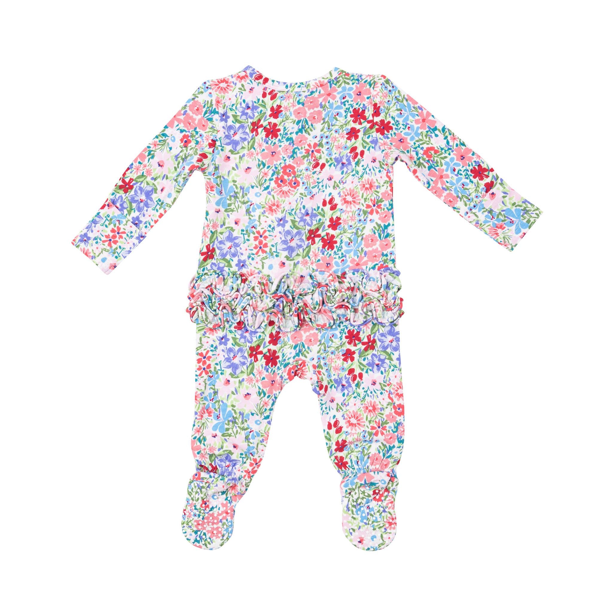 Angel Dear - London Floral Ruffle Zipper Footie