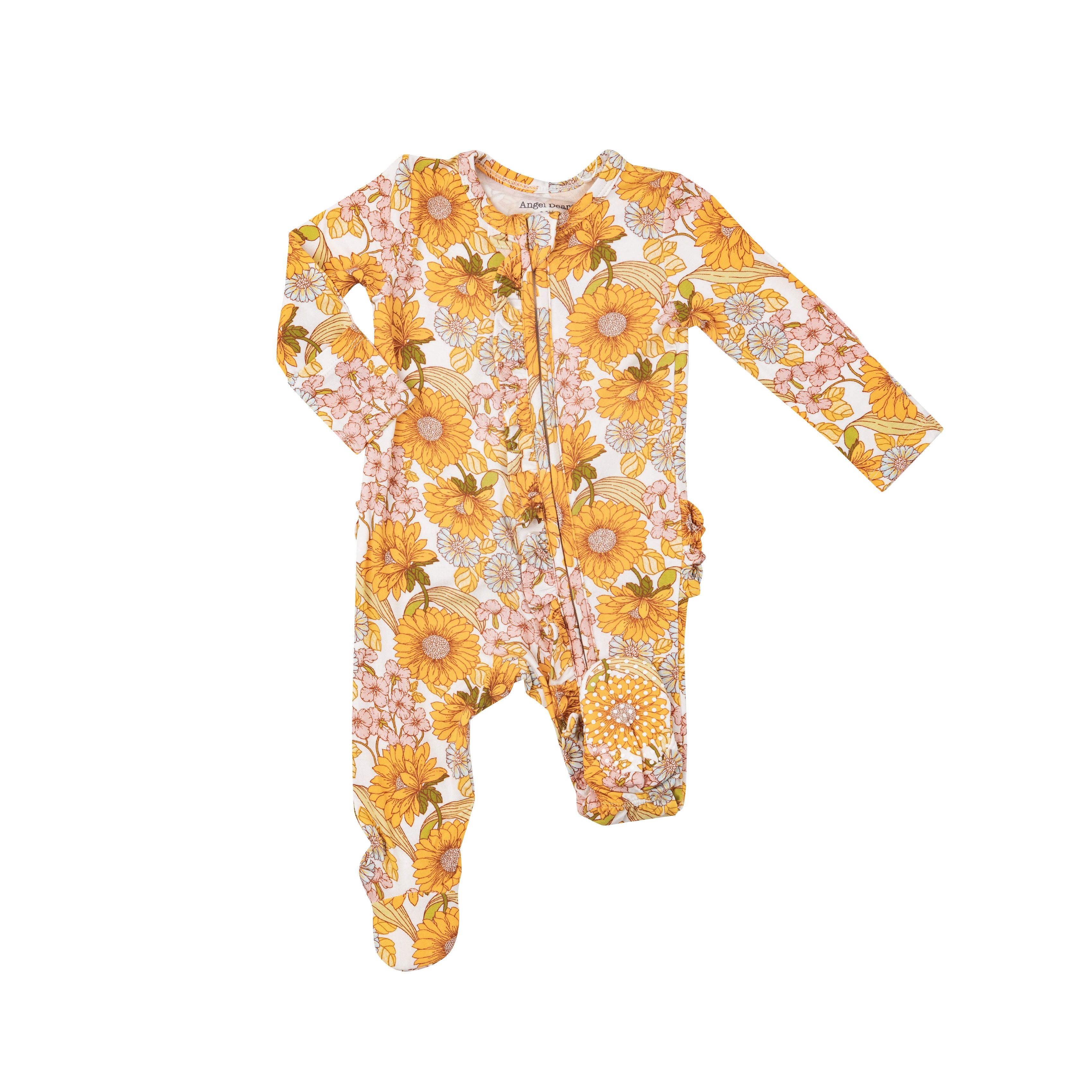 Angel Dear - Sunflower Child Ruffle Zipper Footie