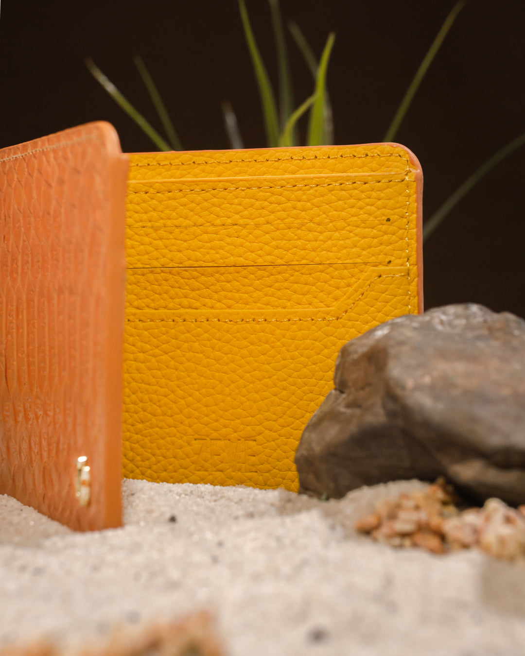 Artemis Python Wallet - Light Brown and Yellow Leather