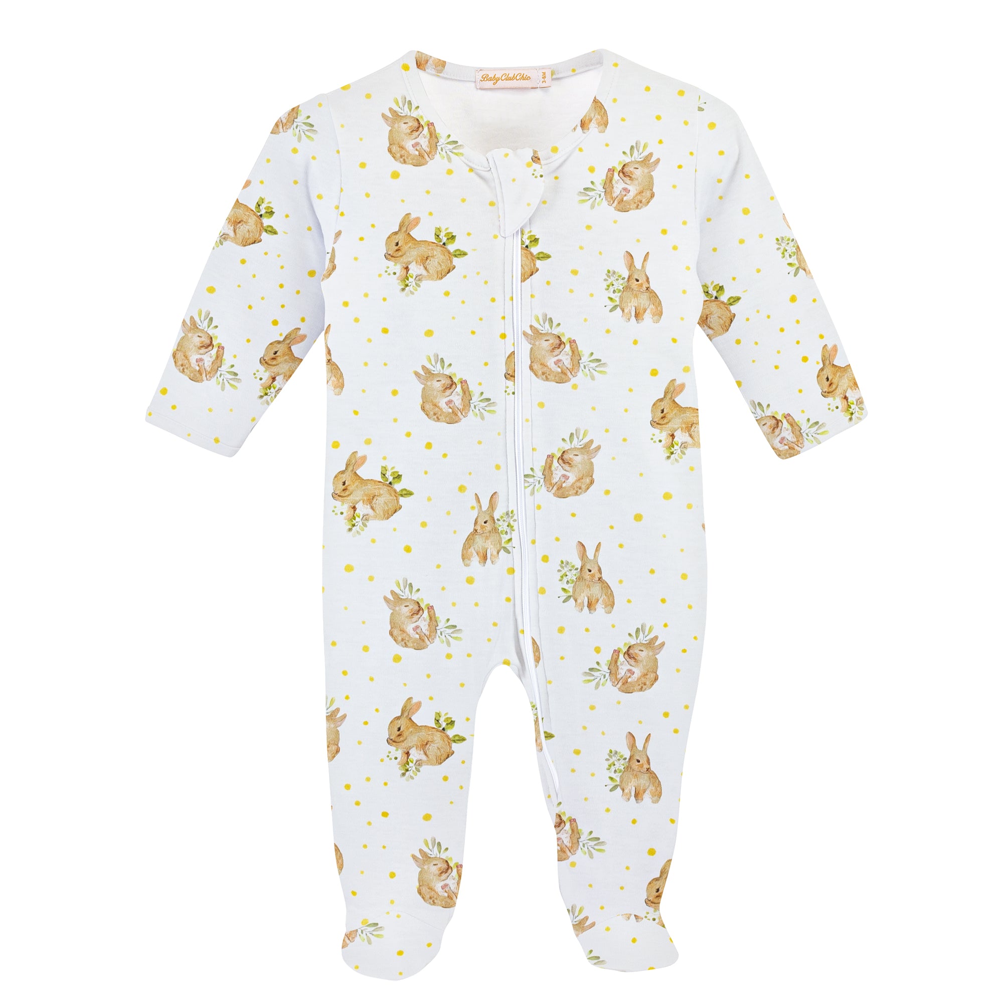 Baby Club Chic - Adorable Bunnies Zip Footie