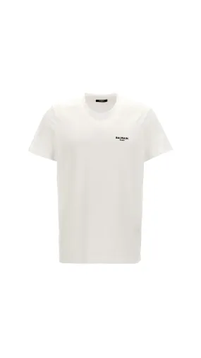 Balmain Paris Flocked Short-sleeved T-shirt - White