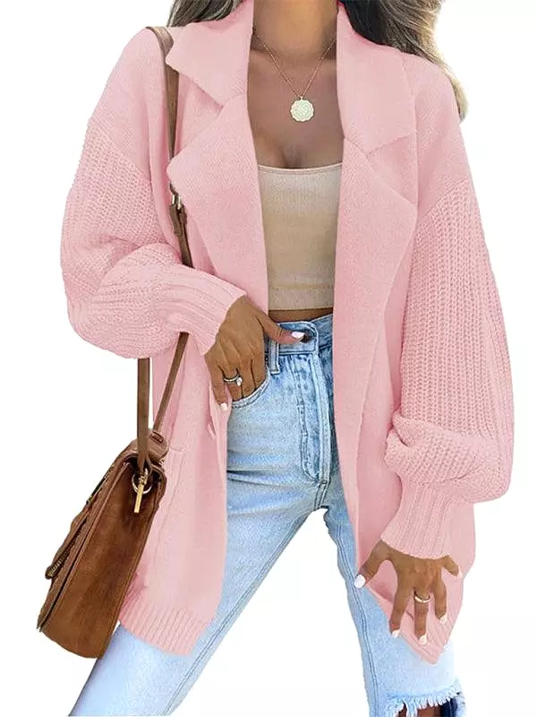 Big Collar  Women Cardigan Sweater