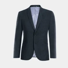  Blazer azul marino de donegal tweed solapa redonda