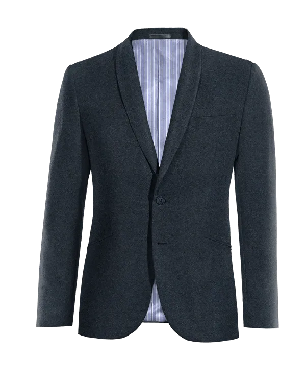  Blazer azul marino de donegal tweed solapa redonda