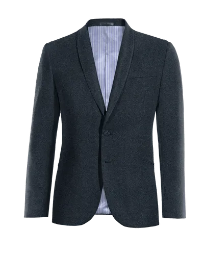  Blazer azul marino de donegal tweed solapa redonda