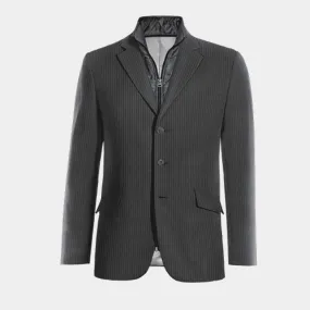  Blazer gris de Lana pura super 100s raya diplomática