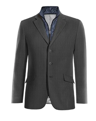  Blazer gris de Lana pura super 100s raya diplomática