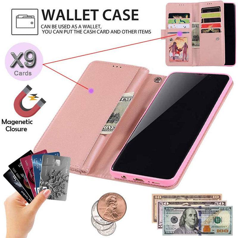 Bling Wallet Case with Wrist Strap for iPhone 12 Series