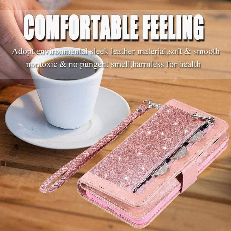 Bling Wallet Case with Wrist Strap for iPhone 12 Series