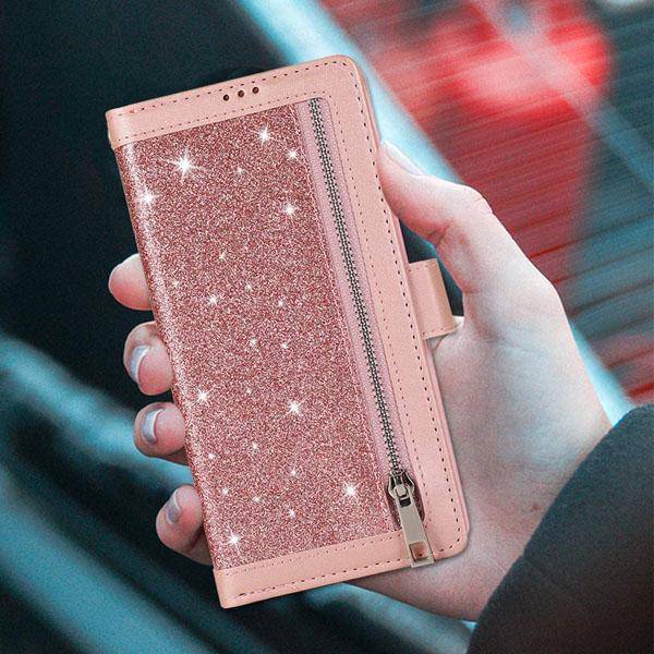 Bling Wallet Case with Wrist Strap for iPhone 13 Series