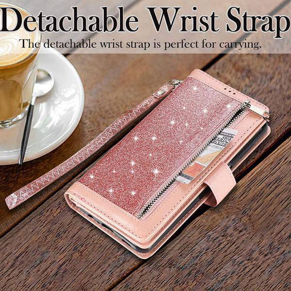 Bling Wallet Case with Wrist Strap for Samsung A52(4G/5G)