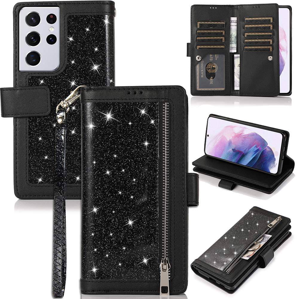 Bling Wallet Leather Case for Samsung S21 Ultra