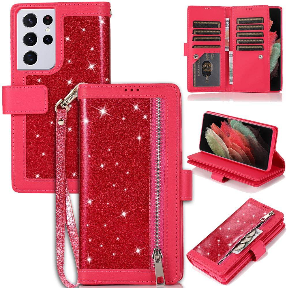 Bling Wallet Leather Case for Samsung S21 Ultra