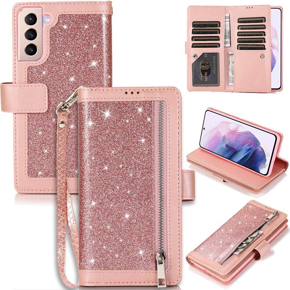 Bling Wallet Leather Case for Samsung S21