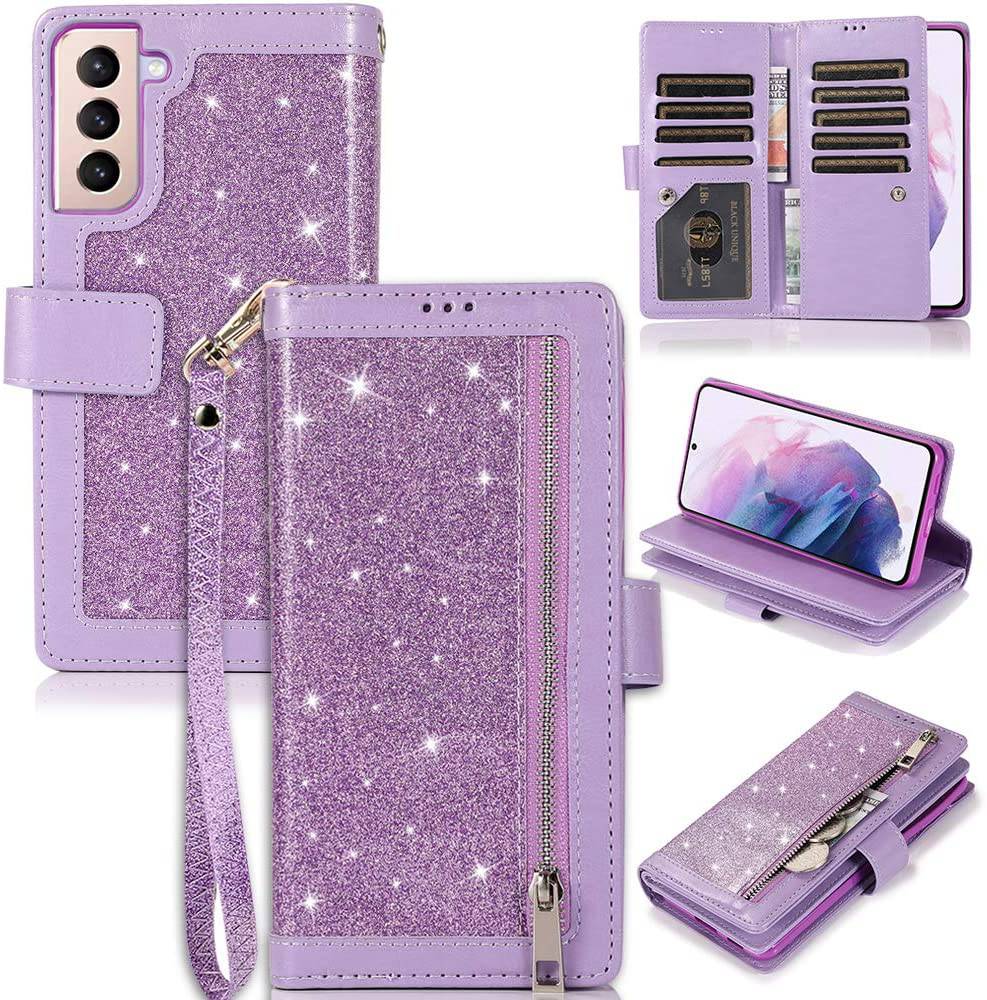 Bling Wallet Leather Case for Samsung S21