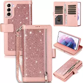 Bling Wallet Leather Case for Samsung S21