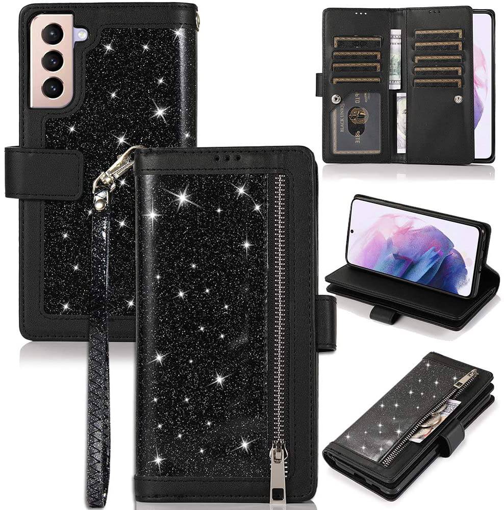 Bling Wallet Leather Case for Samsung S21