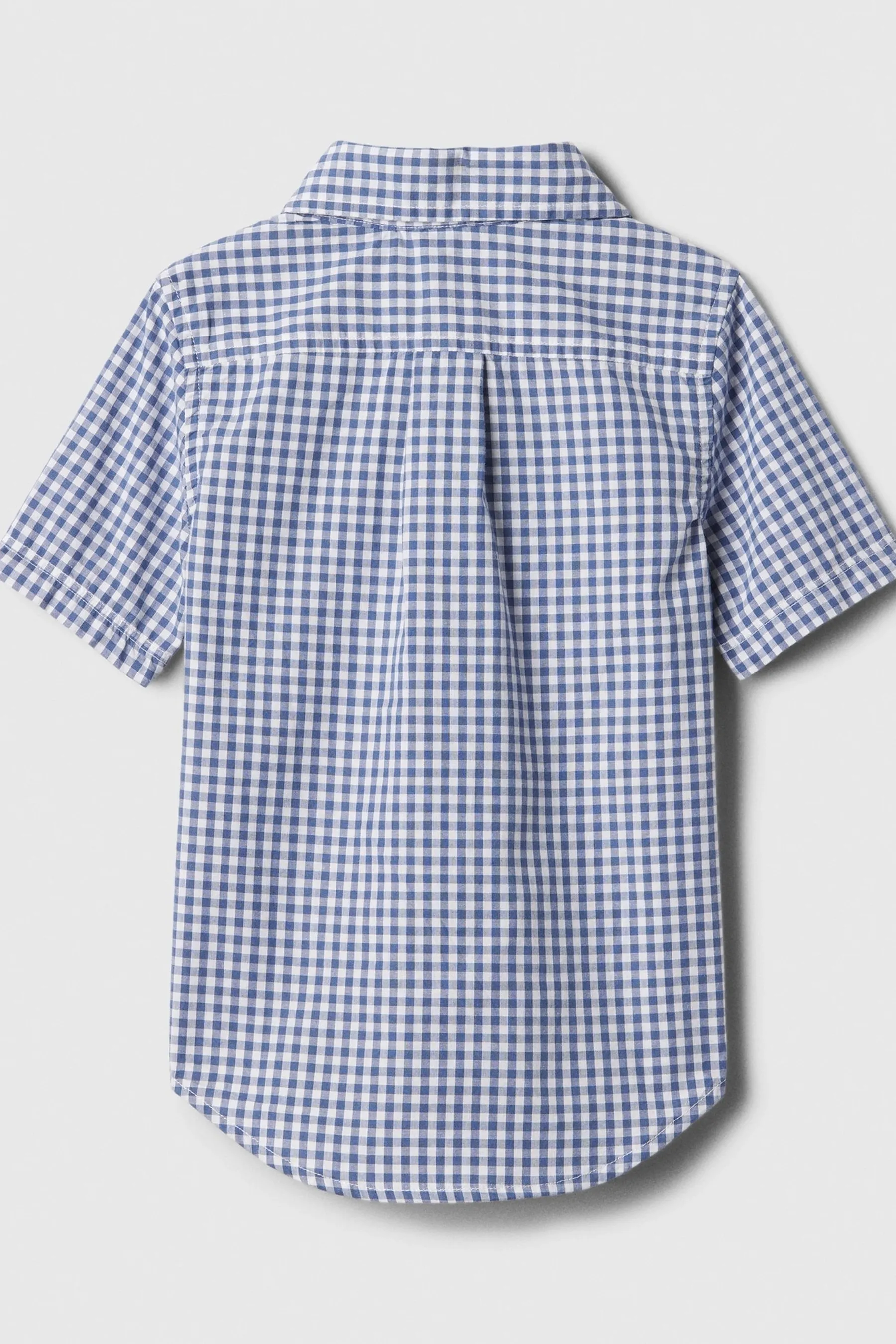 Blue Check Cotton Short Sleeve Poplin Baby Shirt (Newborn-5yrs)