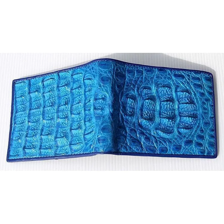 Blue Hornback Crocodile Mens Wallet