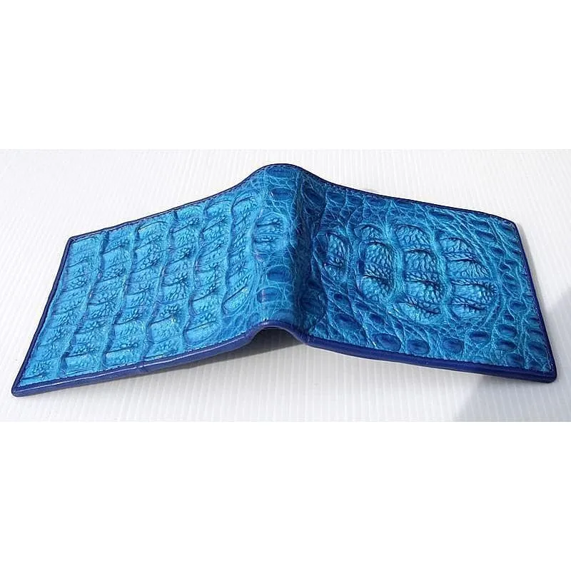 Blue Hornback Crocodile Mens Wallet