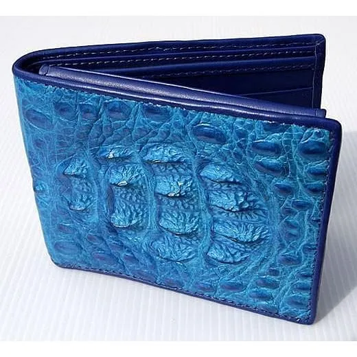 Blue Hornback Crocodile Mens Wallet