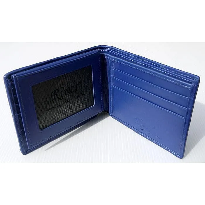 Blue Hornback Crocodile Mens Wallet