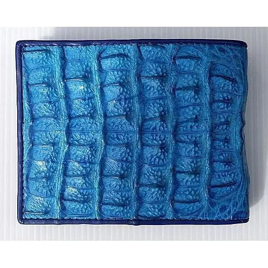 Blue Hornback Crocodile Mens Wallet