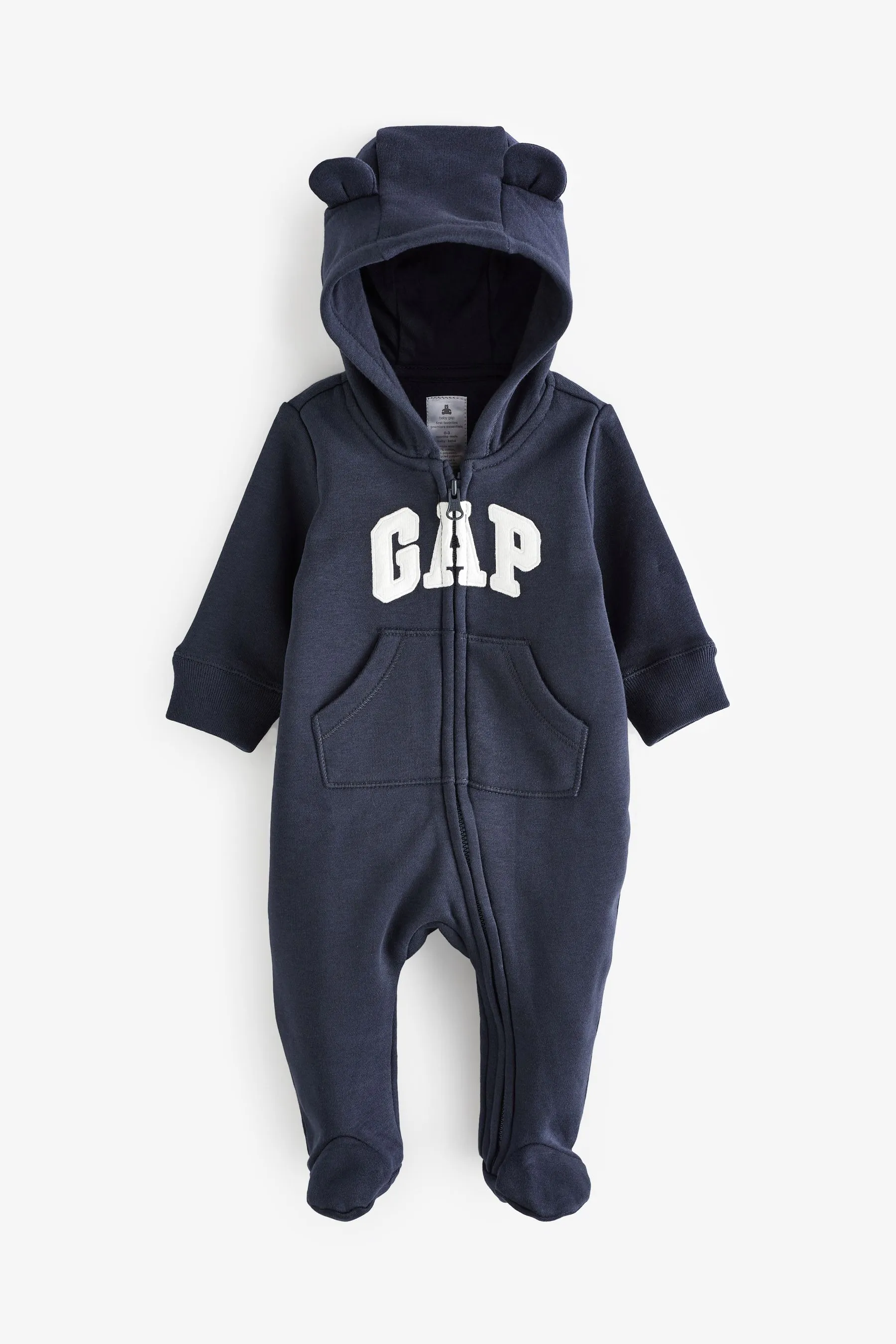 Blue Logo Zip Hooded All in One (Newborn - 24mths)