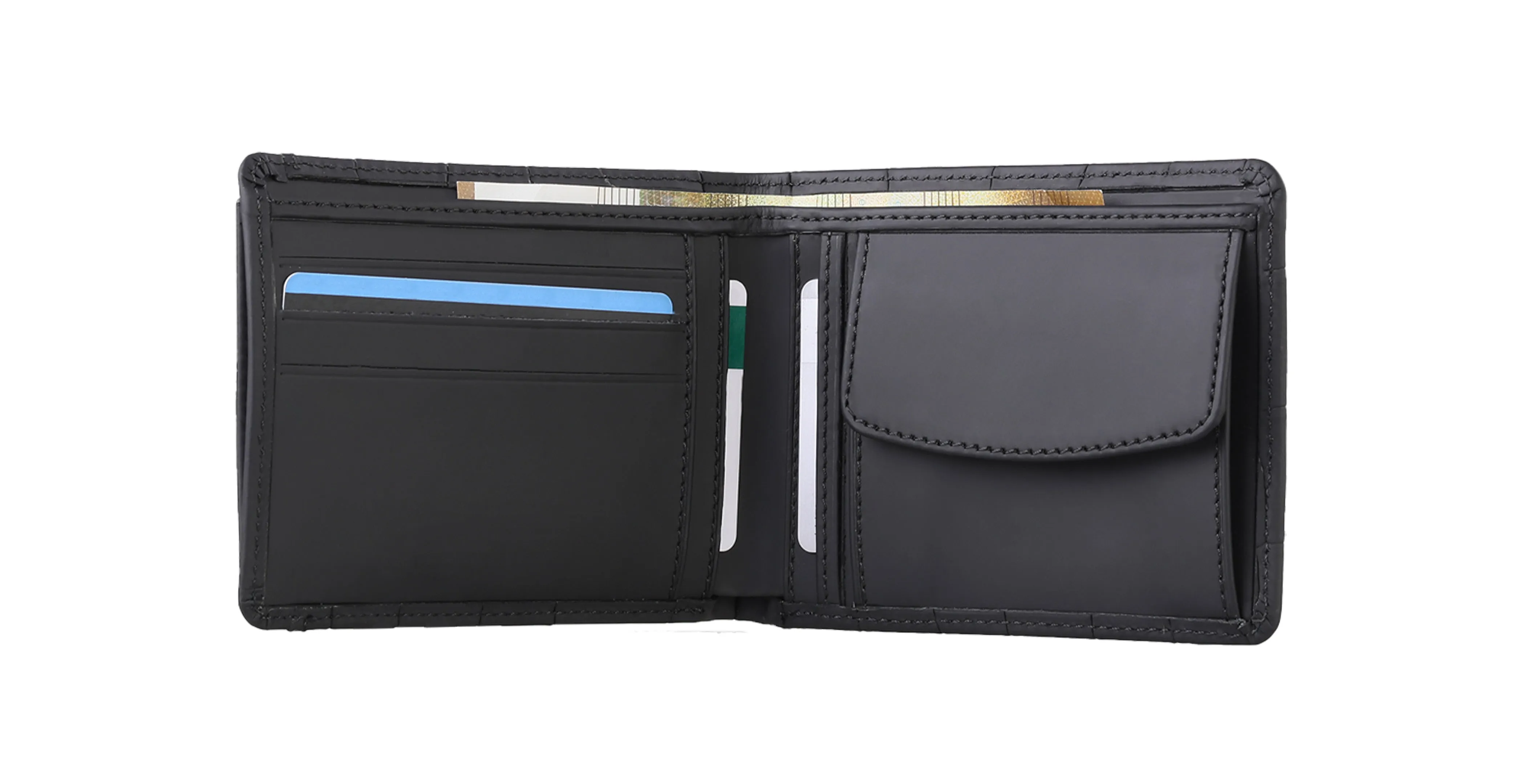 BNJ WALLET WITH SEPARATE CARD HOLDER  BLACK MATT CROCODILE CALFSKIN