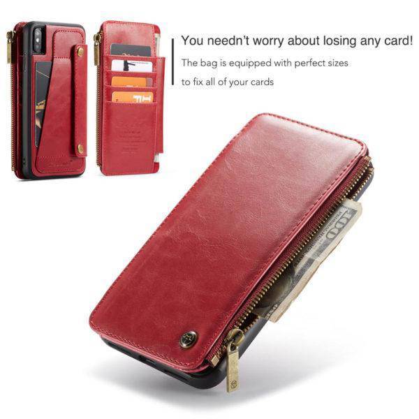 Business Zipper Wallet Detachable 2 in 1 Case For iPhone