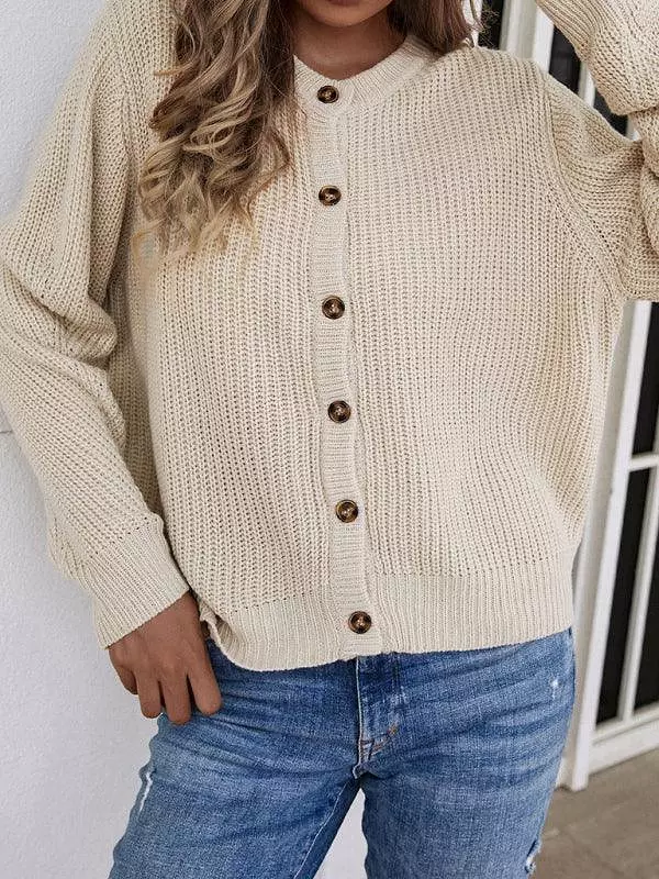 Buttoned Knit Women Cardigan Sweater