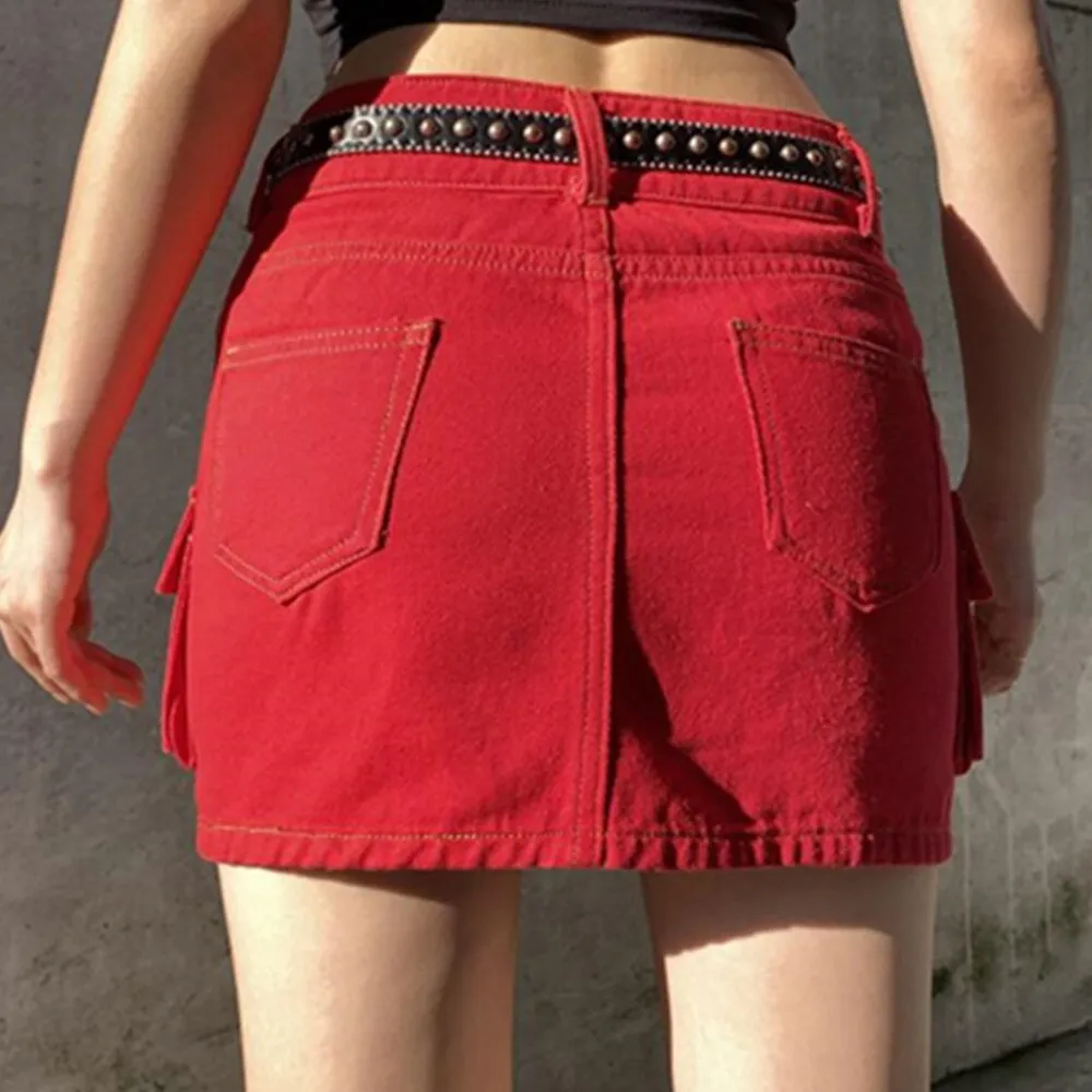 Cargo Women Harajuku Vintage Y2k 90s Casual Hight Waist Sexy Clubwear Denim Short Skirt