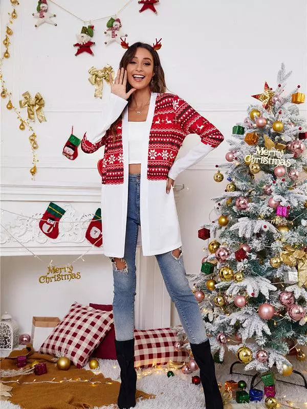 Christmas Print Casual  Women Cardigan Sweater