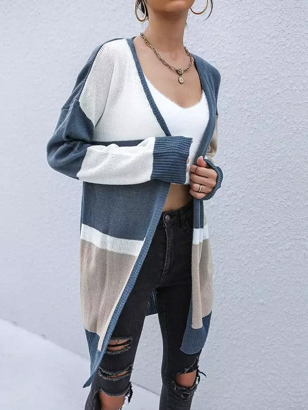 Color Block  Women Cardigan Sweater