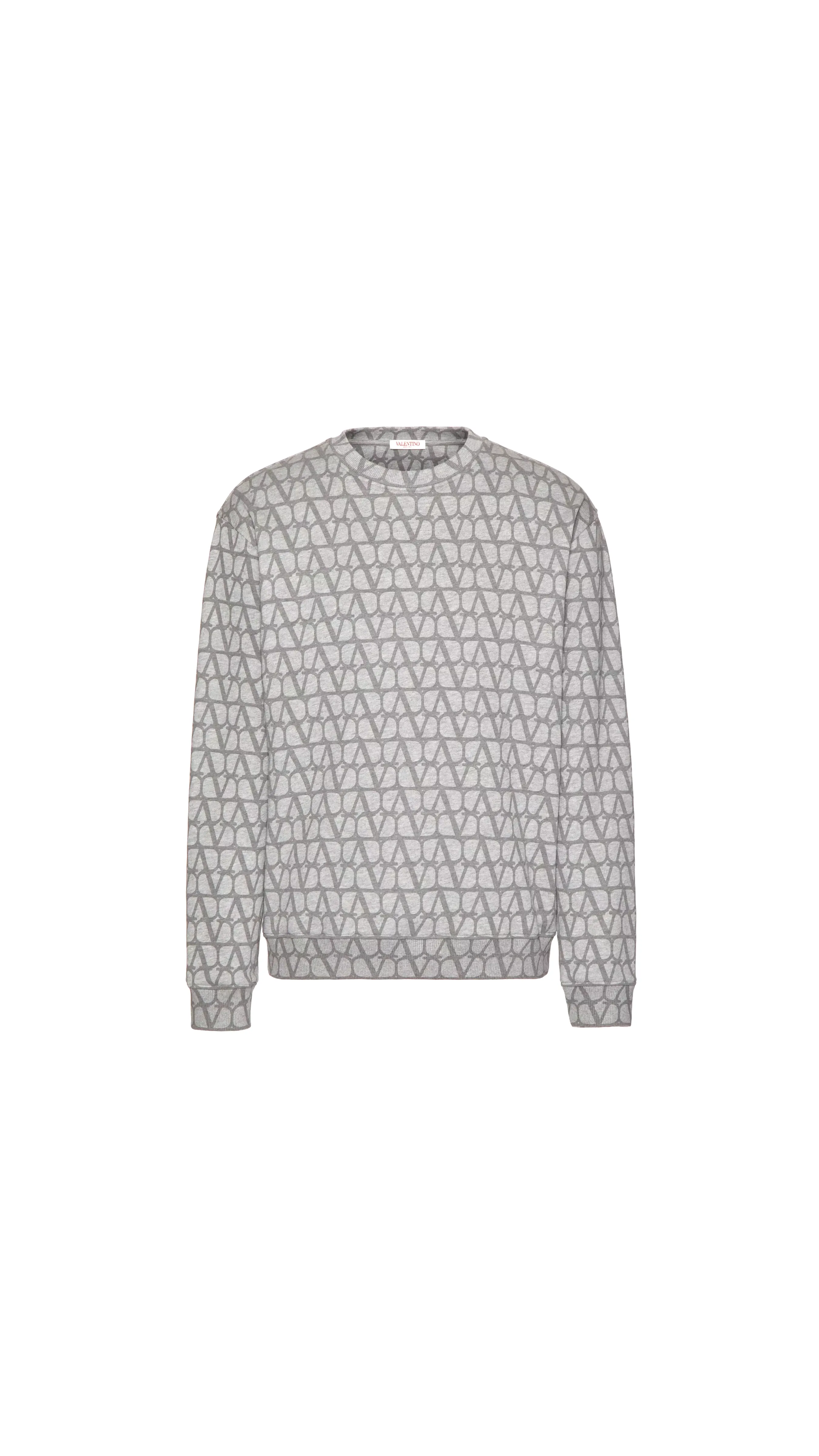 Cotton Crewneck Sweatshirt With Toile Iconographe Print - Grey