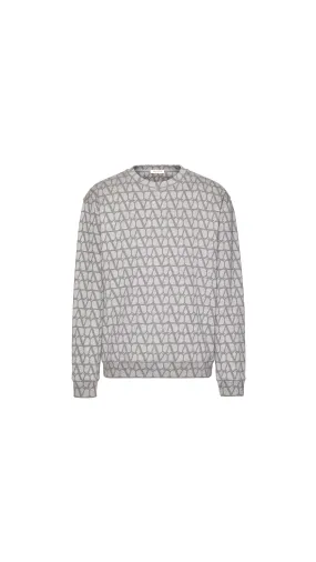 Cotton Crewneck Sweatshirt With Toile Iconographe Print - Grey