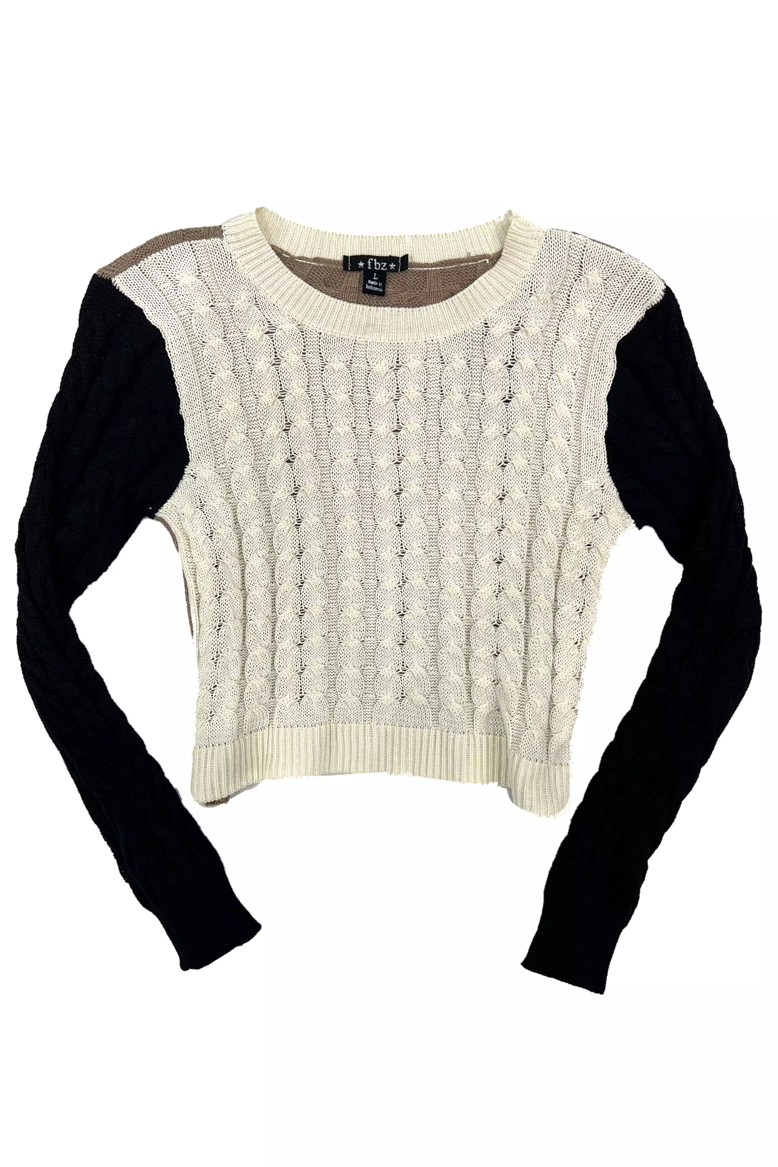 Cream black mocha colorblock sweater