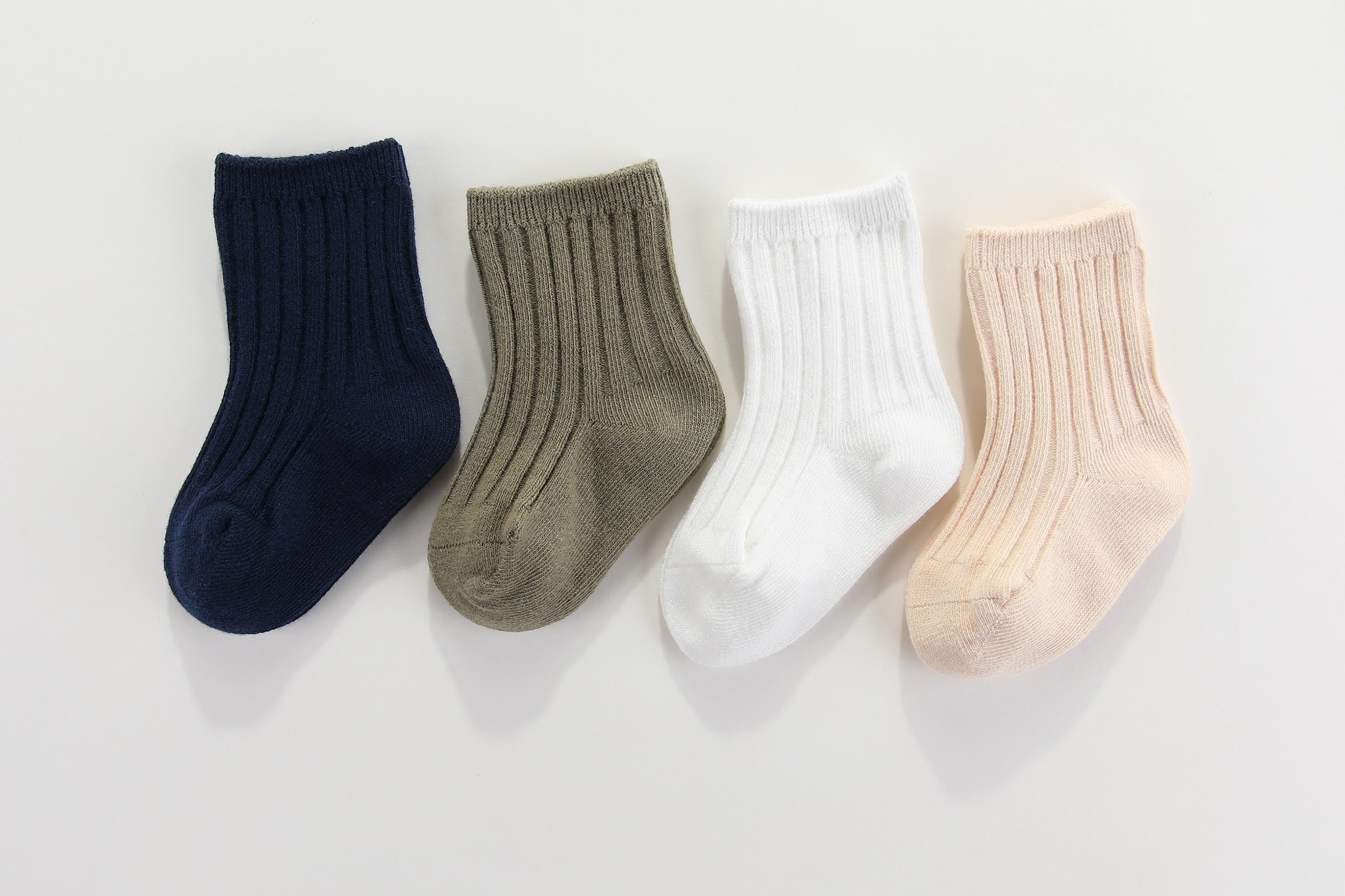 Crew ribbed socks: 0-1, 1-2Y, 2-4Y, 4-6Y, 6-8Y