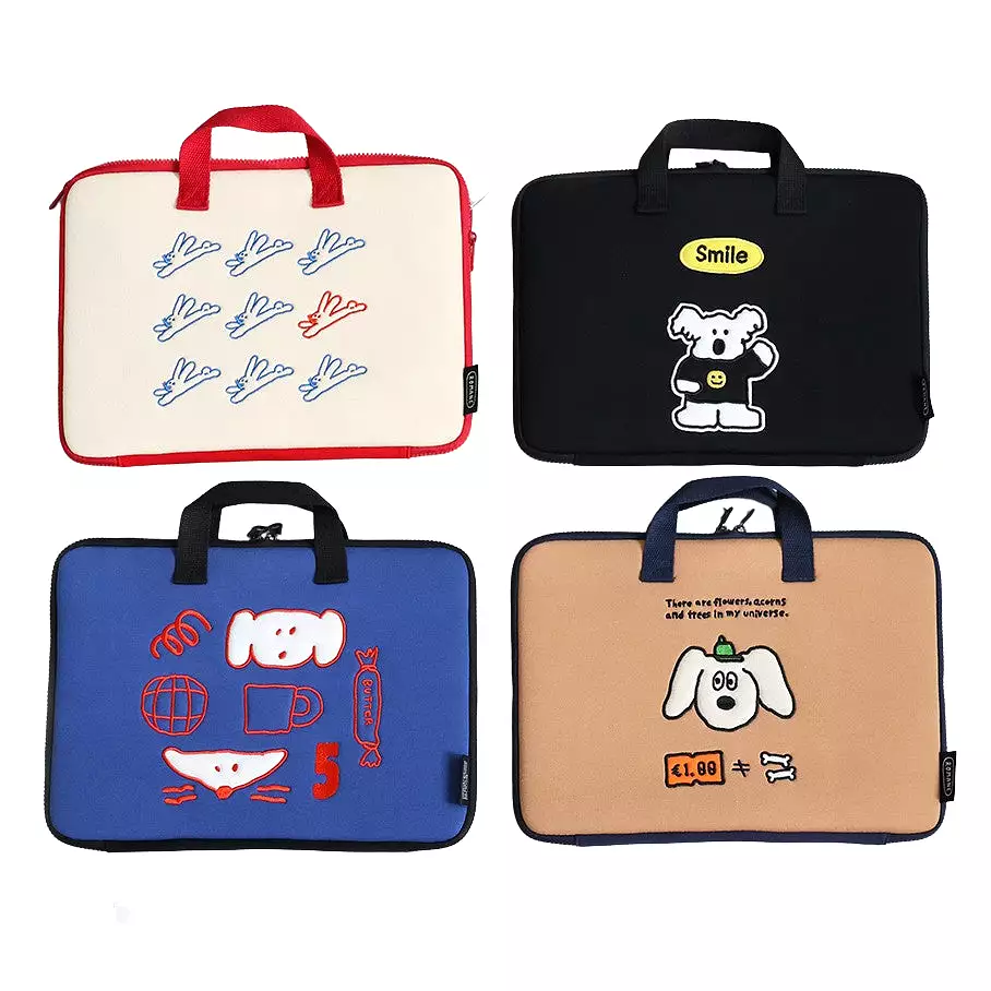 Cute Animal Characters 13 Laptop Sleeves Pouches Square Cases Covers Purses Handbags Briefcases Soft Protections Top Handle