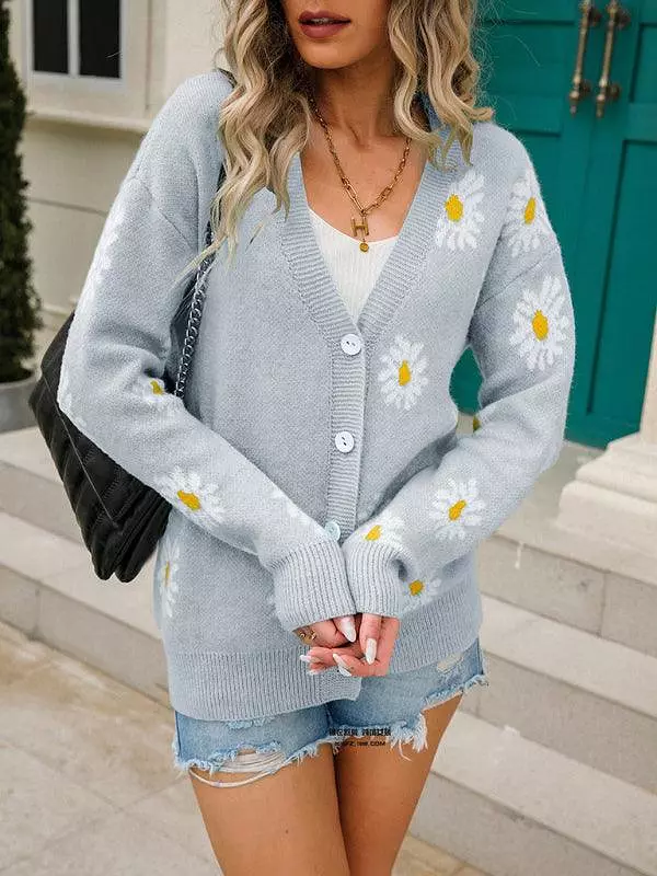 Daisy Knitted  Women Cardigan Sweater