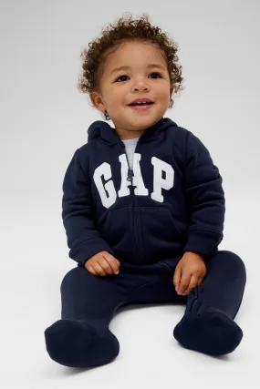 Dark Blue Logo Zip Hooded All in One (Newborn - 24mths)